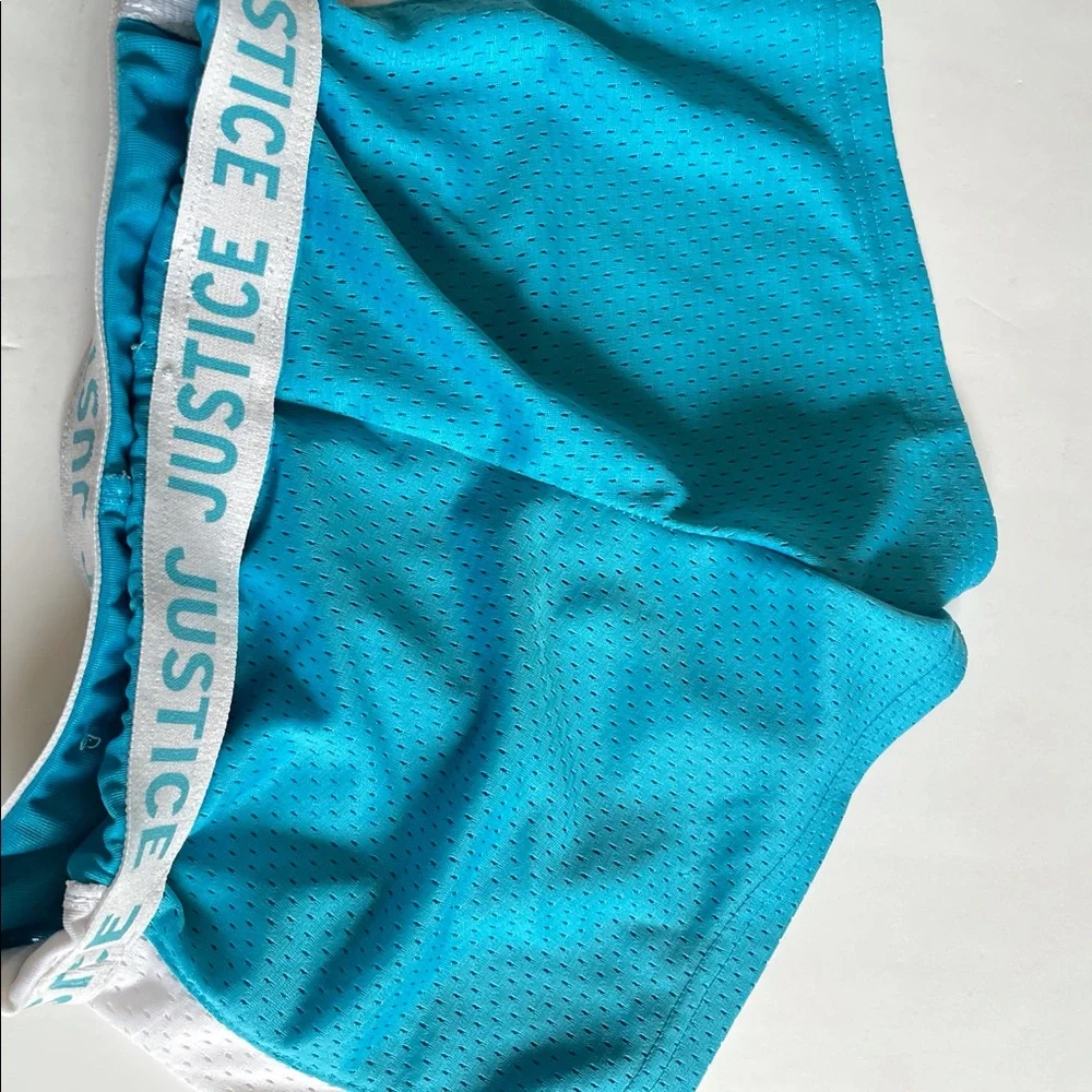 Justice Girls Logo Waist Dolphin Mesh Shorts